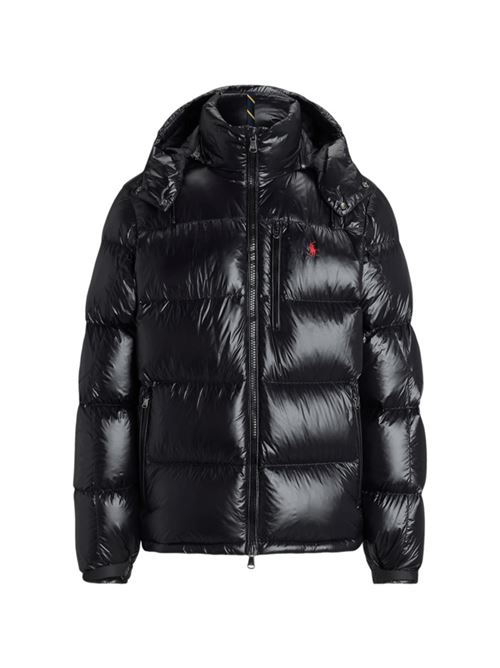 Piumino da uomo con cappuccio staccabile e finitura glossy, colore black POLO RALPH LAUREN | 710968281001